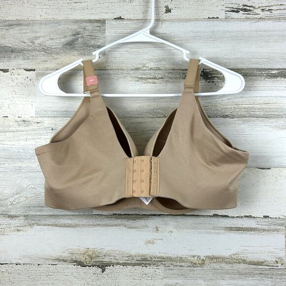 Cacique Women’s Plus 40F Beige Full Coverage Plunge Padded Bra NEW - Picture 2 of 6